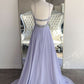 Purple chiffon beads long prom dress evening dress    cg15877