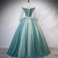 GREEN TULLE LACE LONG BALL GOWN DRESS FORMAL DRESS, prom dresses   cg15917