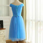 Short Homecoming Dresses Blue Off Shoulder Tulle Short Blue Bridesmaid Dress Party Dress   cg16076