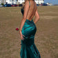 Green Mermaid Prom Dresses V Neck Backless Evening Party Dresses   cg16163