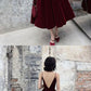 Simple burgundy tea Length prom dress, burgundy bridesmaid dress cg1619