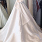 White satin long prom dress white evening dress   cg16317