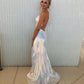 White Shiny Mermaid Long Formal Dress prom dress   cg16326