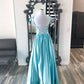 Cap Sleeves White Light Blue Long Prom Dress   cg16328