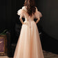 PINK TULLE SEQUINS LONG PROM DRESS EVENING DRESS    cg16424