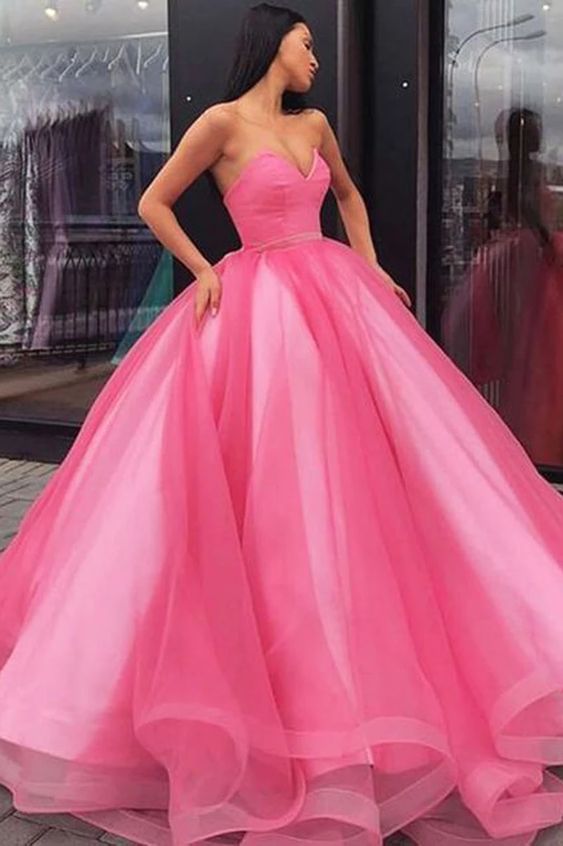 Princess Ball Gown Sweetheart Pink Floor Length Prom/Evening Dress   cg16561