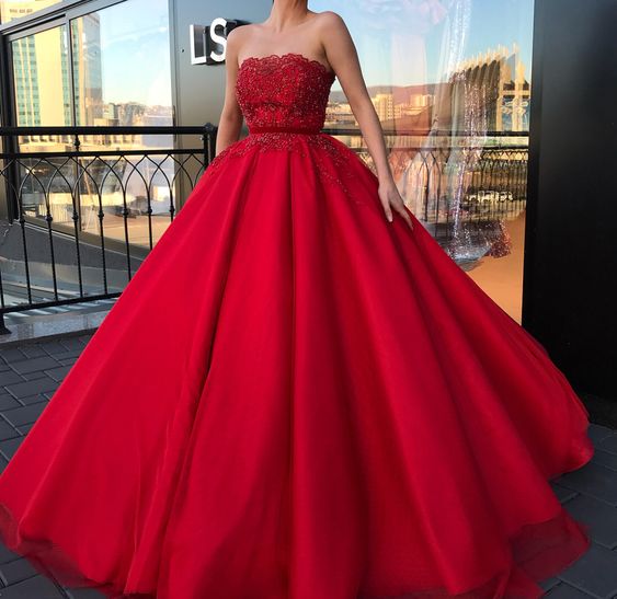 red Prom Dress,Ball Gown Red Prom Dress,Lace and Tulle Pageant Dress   cg16595
