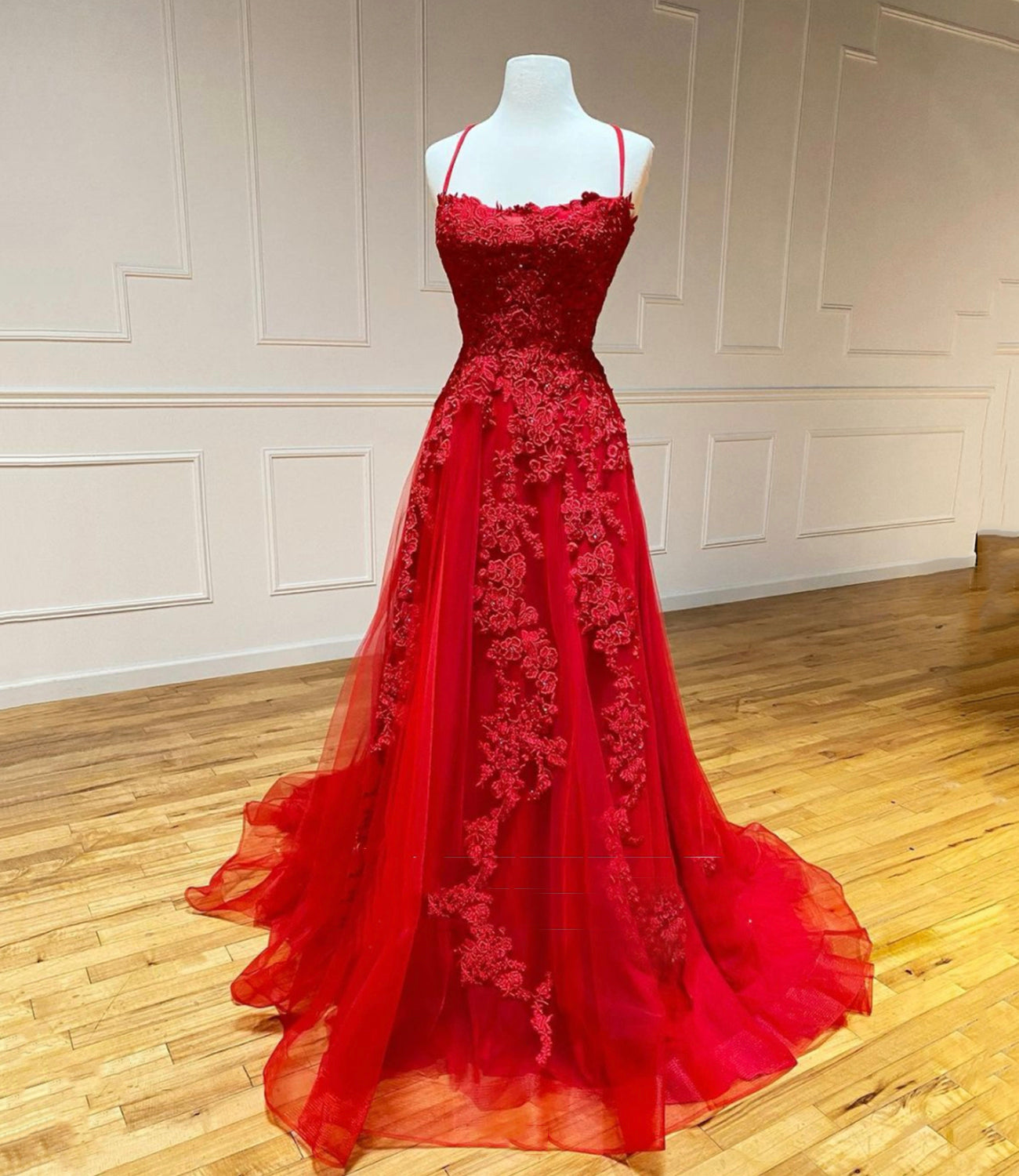 RED LACE LONG PROM DRESS RED EVENING DRESS   cg16645