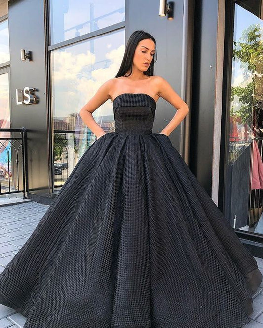Black prom dresses satin ball gown evening dress   cg16708