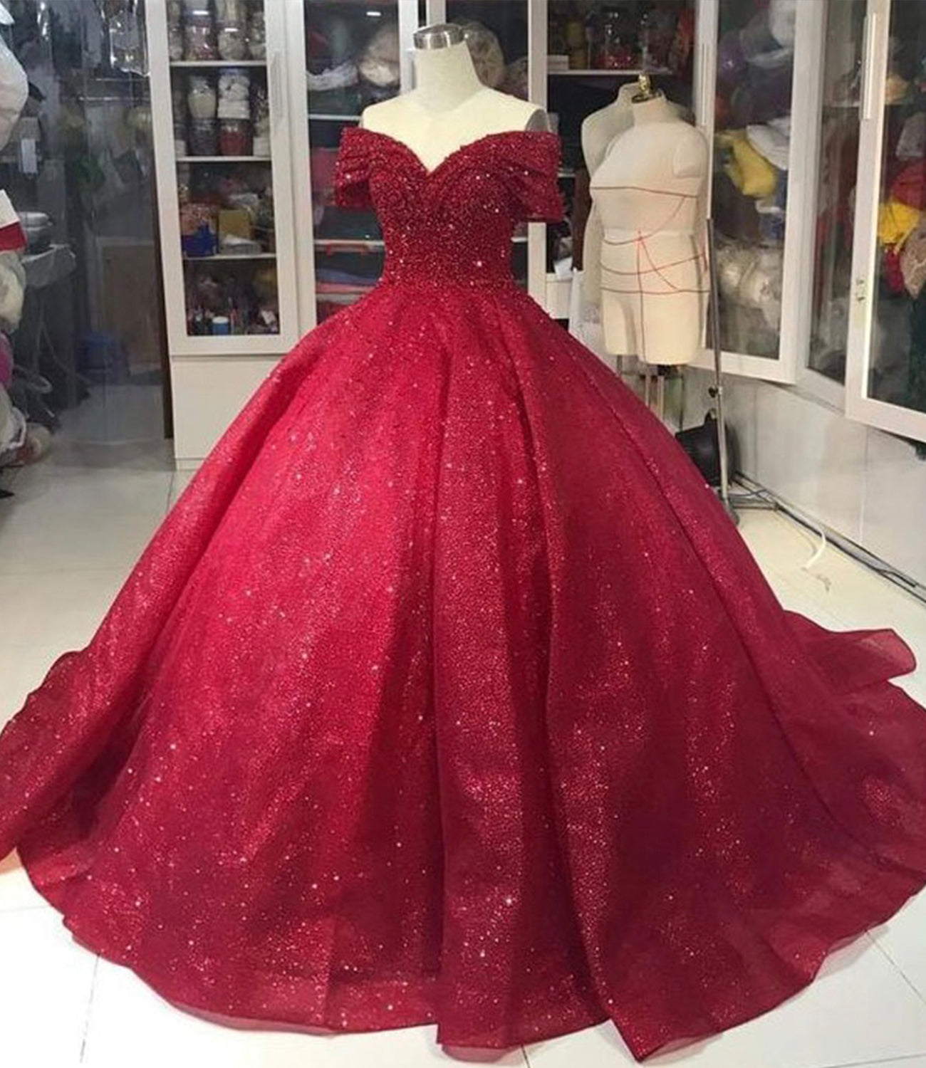 BURGUNDY A LINE LONG BALL GOWN DRESS OFF SHOULDER EVENING PROM DRESS    cg16748