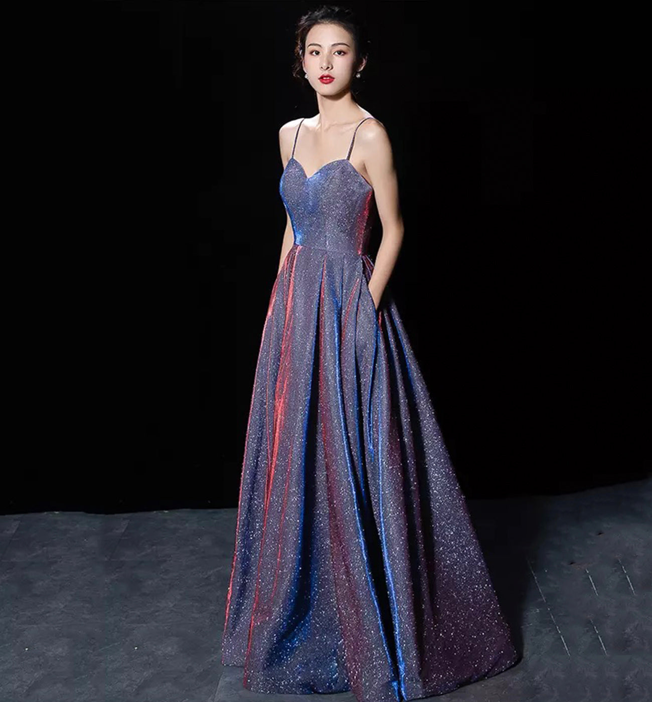 SHINY SATIN LONG A LINE PROM DRESS SIMPLE EVENING DRESS   cg16777
