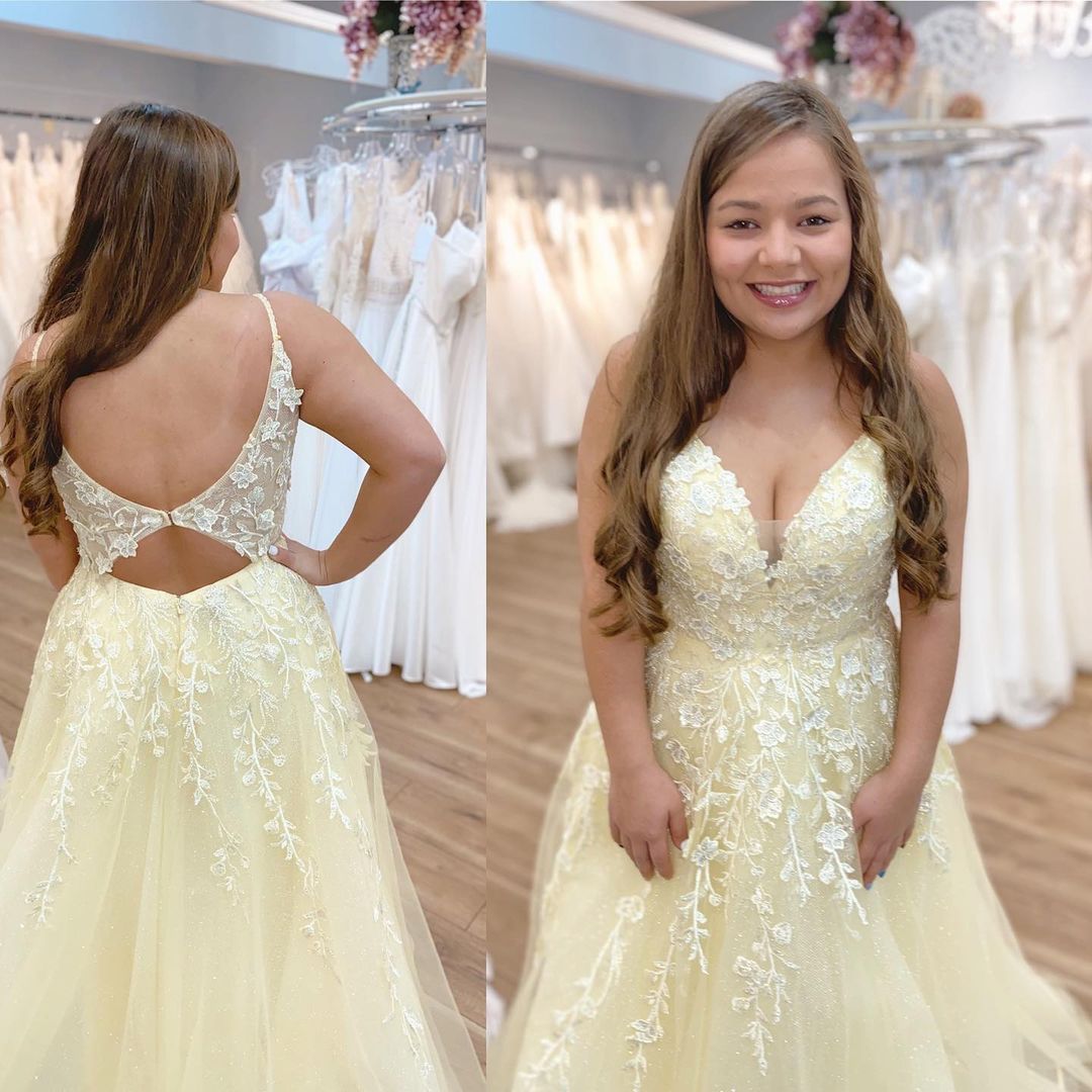 2021 A-line yellow long formal dress princess prom dress   cg16779