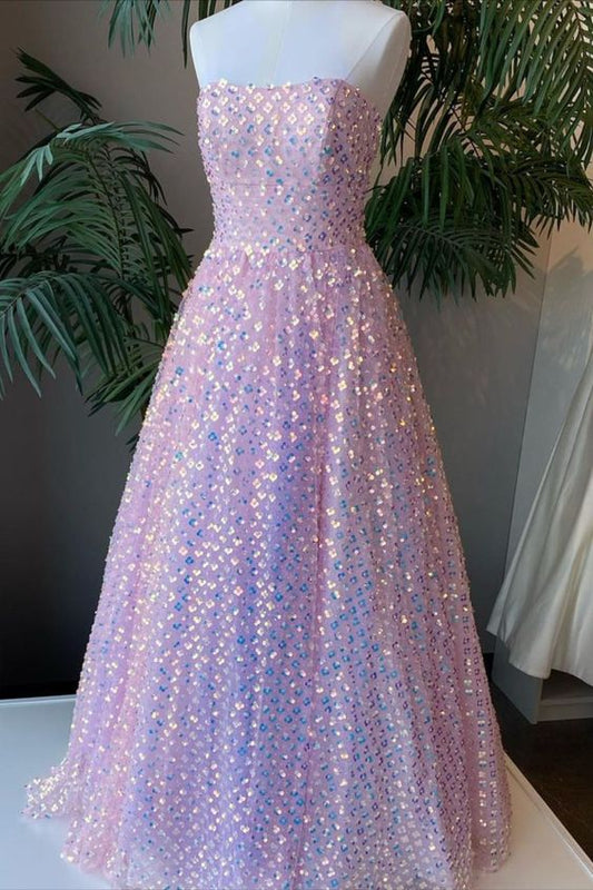 strapless lilac A-line long formal dress prom dress prom dress   cg16780