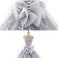 Sweetheart Neck Gray Organza Lace Applique Long Formal Prom Dress, Evening Dress   cg16799