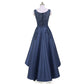 new arrive Long Formal Prom Dress Navy Blue Lace Beaded Wedding Party Dresses, High Low Bridesmaid Gowns Formal   cg16804