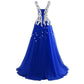 Long Blue Tulle Prom Dresses,White Appliques Princess Dress, Wedding Party Dress   cg16878