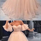 Sparkly Prom Dresses Aline Off-the-shoulder Short Sleeve Chic Long Prom Dress cg1688