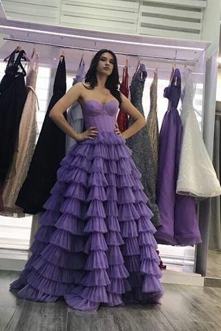 Sleeveless Prom Dress, Tiered Prom Dress, Princess Prom Dress    cg16933