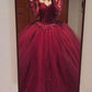 Burgundy Long Sleeves Quinceanera Dress Sweet 15 Dresses Ball Gown prom dress  Wedding Gown    cg16962