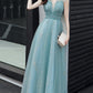 BLUE TULLE LONG A LINE PROM DRESS BLUE EVENING DRESS   cg16964