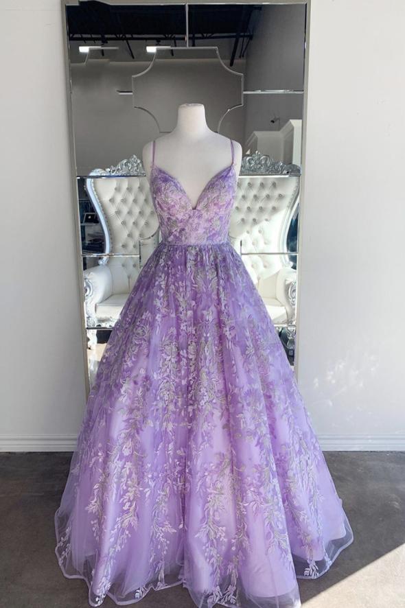 Purple lace long ball gown dress formal dress prom dress evening dress   cg16996
