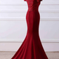 Wine Red Satin Mermaid Long Party Dress, Off Shoulder Formal Dress Evening Dress Prom Dress   cg17058