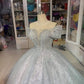 Off The Shoulder Silver Glitter Prom Dress    cg17064
