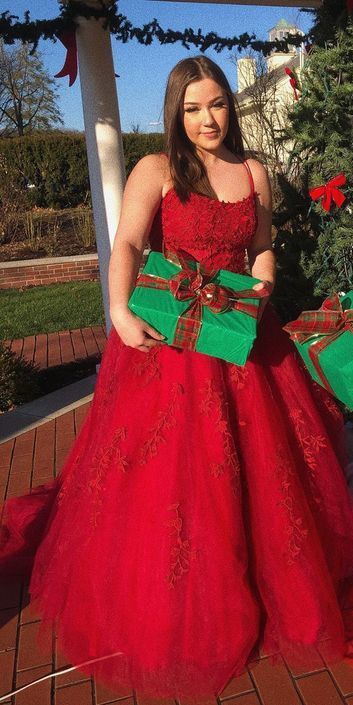 Spaghetti Straps Long Tulle Appliques Prom Dresses Long   cg17074