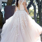 Champagne tulle lace long prom dress champagne evening dress    cg17127