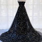 Black tulle long prom dress black evening dress    cg17217