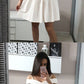 White satin short dress, white homecoming dress cg1722