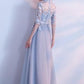 A-line High Neck Floor-length Half sleeve Tulle Prom Dress/Evening Dress    cg17268