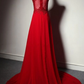 Red Chiffon Lace Applique Long Formal Dress, Red Party Dress Evening Dress prom dress evening dress    cg17273