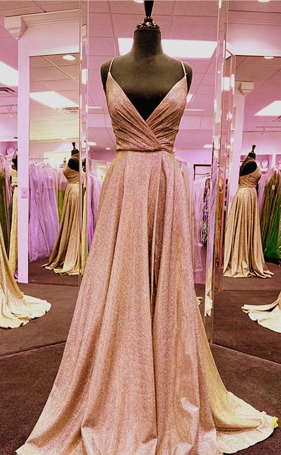 Rose Gold Prom Dresses With Sparkles    cg17312