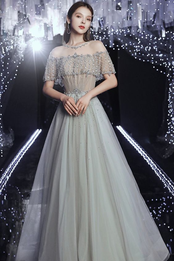 Grey Evening Dress evening prom dress    cg17324