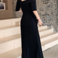 Black One Shoulder Slit Long Evening Dress, Black Formal Dress Prom Dress   cg17331