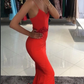 Hot Sexy Mermaid Spaghetti Straps Red Long Prom/Evening Dress Appliques   cg17372