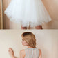 White round neck tulle beads short dress, homecoming dress cg1743