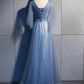 Tulle A-Line Short Sleeves Long Prom Dress, Tulle Bridesmaid Dress Party Dress   cg17444