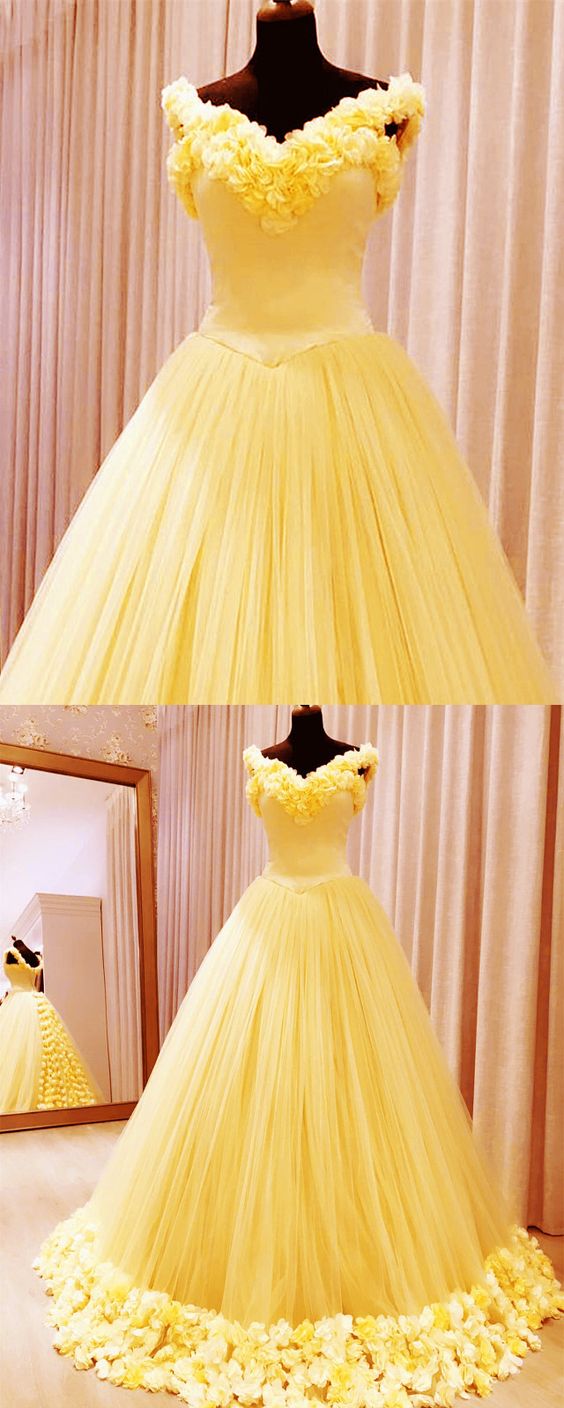 Quinceanera Dresses ,Yellow Quinceanera Dresses,Sweet 16 Ball Gown,Sweet 15 Dresses Long Prom Evening Dresses   cg17503