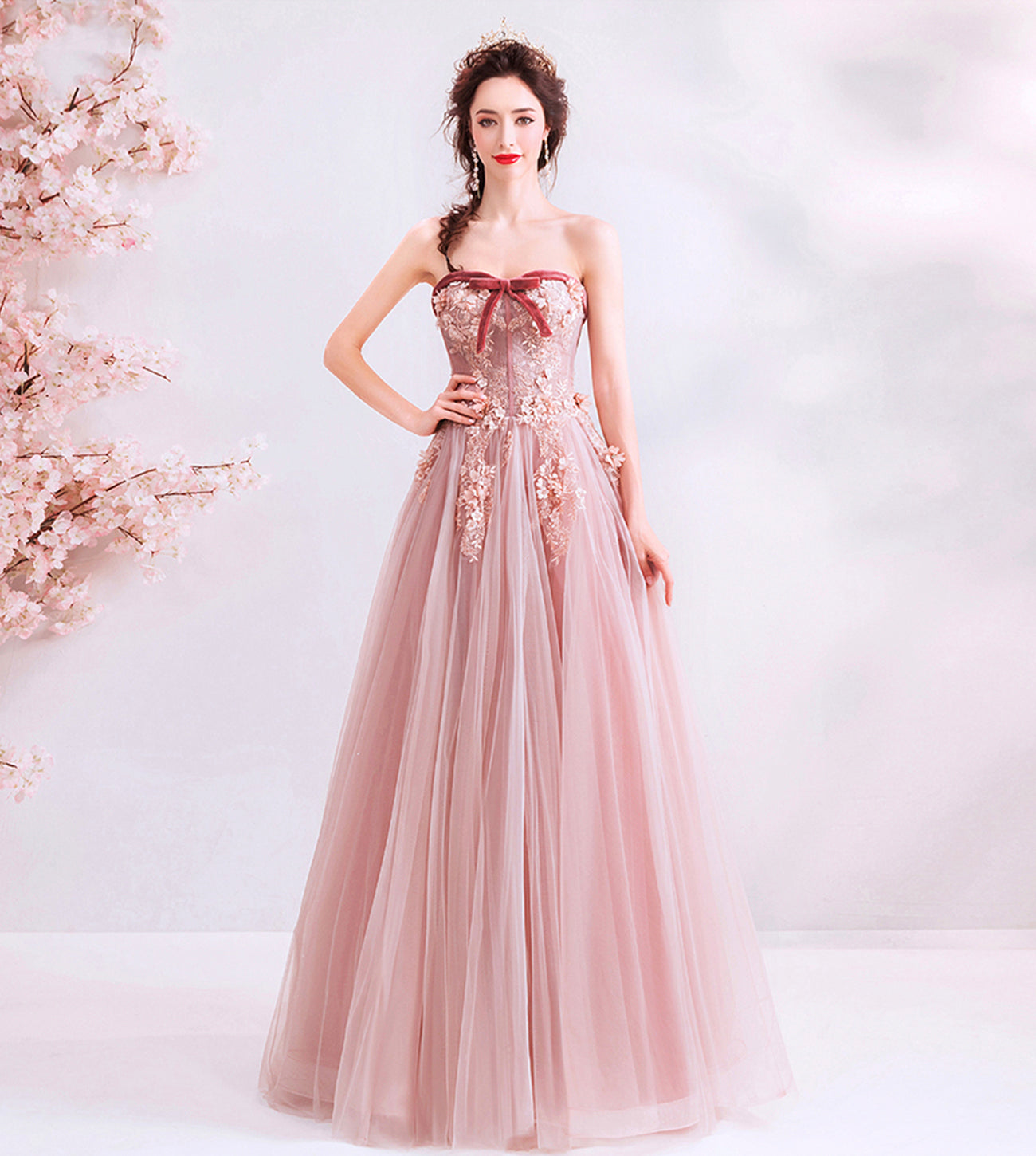 CUTE TULLE LACE LONG A LINE PROM DRESS EVENING DRESS    cg17507