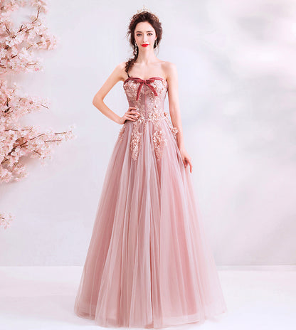 CUTE TULLE LACE LONG A LINE PROM DRESS EVENING DRESS    cg17507