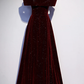 Burgundy velvet long prom dress evening dress   cg17583