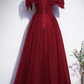 Burgundy off shoulder long prom dress evening dress    cg17584