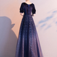 Sparkle Tulle With Velvet Short Sleeves Long Formal Dress prom dress  cg17588