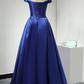 Blue Simple Sweetheart Floor Length Prom Dress, A-Line Off Shoulder Formal Dress   cg17658