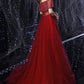 ELEGANT TULLE BEADS LONG A LINE PROM DRESS EVENING DRESS  cg17661