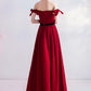 BURGUNDY VELVET LONG PROM DRESS A LINE EVENING DRESS    cg17720
