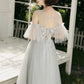 GREY TULLE LACE SHORT PROM DRESS A LINE EVENING DRESS    cg17756
