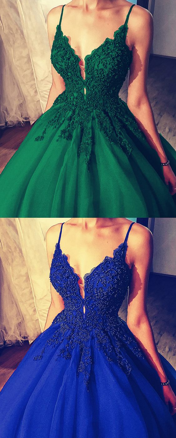green prom dresses Princess v prom dresses lace beaded ball gown   cg17825